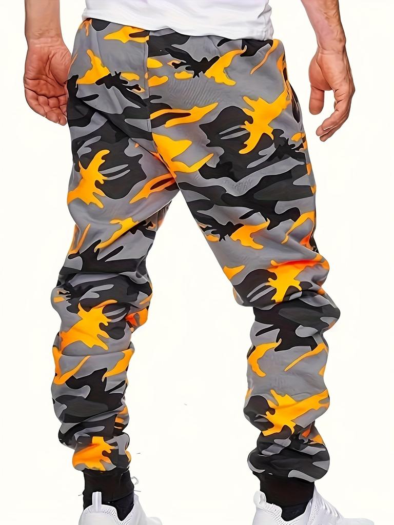 Men's Stylish Comfy Camouflage Pattern Joggers Pockets Active Breathable Slim-fit Drawstring Hiking Jogging Cycling Outdoor Fitness