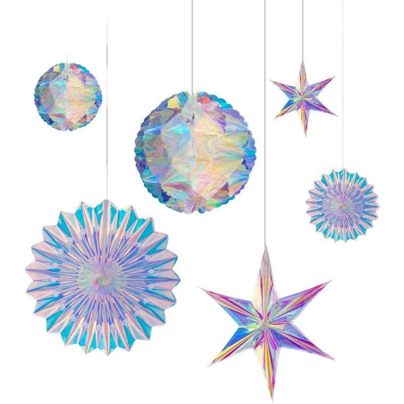 Iridescent Snowflake Honeycomb Ball Ornament - Colorful Christmas & Spring Decoration Prop
