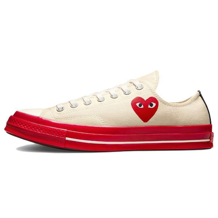 Comme des Garçons Play x Converse Chuck 70 Low Pristine Red Унисекс Кроссовки Cream Egret A01796C