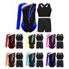 Girls Gymnastics Dance Outfit Shiny Rhinestones Color Block Asymmetrical Leotard Cross Back Keyhole Vest