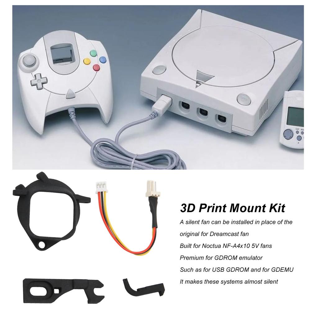 Mini Fan 3D Print Mount Kit Console Fan 3D Print Mount Kit Replacement Mini Brushless Cooling Fan Bracket for SEGA Dreamcast DC