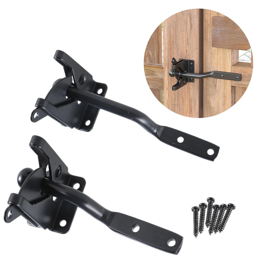 Automatic Gravity Lever Gate Latches Lock Steel Self Locking Bolts Heavy Duty Black Steel Gate Lock for Garden Fence