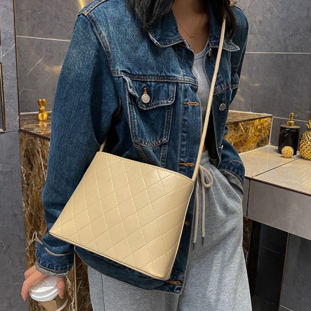 PU Leather Vintage Crossbody Bag Large Capacity Solid Color Shoulder Bag  Girls