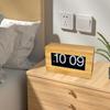 Digital Flip Clock with Wooden Frame for Desk Display 21.5x7.2x12.3cm AM/PM Hotel Yoga Room