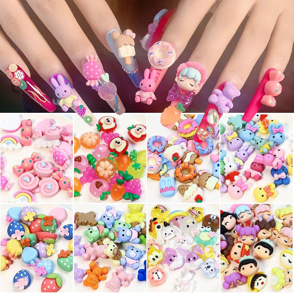 Nail Art Resin Cartoon Jewelry With The Same Mixed Mini Cartoon, Little Soft And Cute Girl Heart Cartoon 20 Pcs