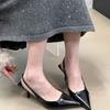 Нишевая корейская версия эластичная резинка туфли на высоком каблуке с сумкой сандалии с закрытым носком женские 2025 весна и лето темперамент розовые туфли-лодочки
