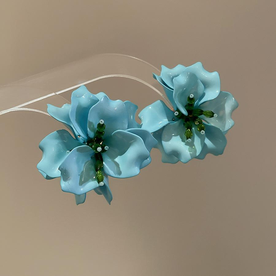 Серьги-гвоздики с цветами из акриловых стеклянных бусин, модные супер феи, серьги-гвоздики с высоким чувством, милые, маленькие, свежие, универсальные серьги