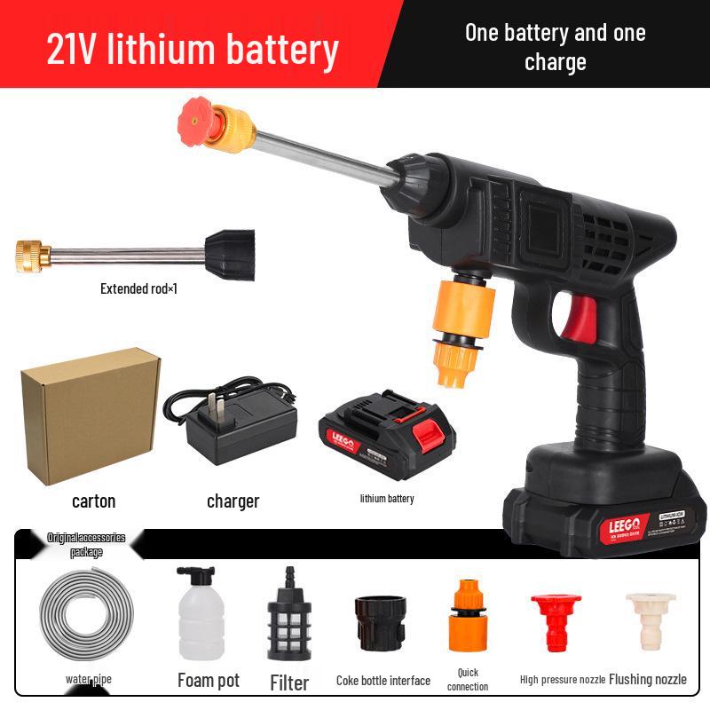 Беспроводная портативная автомойка высокого давления с литиевой батареей