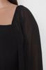 Women's Style Plus Size Black Plus Size Square Neck Slit A-Line Midi Woven Chiffon Dress