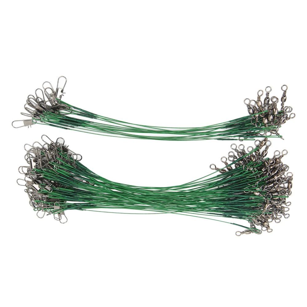 100PCS Steel Wire Leaders with Snaps Leader Wire Portable Fishing Wire Leaders Fishing Accessories