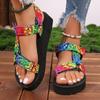 Модные женские босоножки с принтом на платформе, с открытым носком, удобные повседневные пляжные туфли, римские сандалии на толстой подошве, Zapatillas Mujer