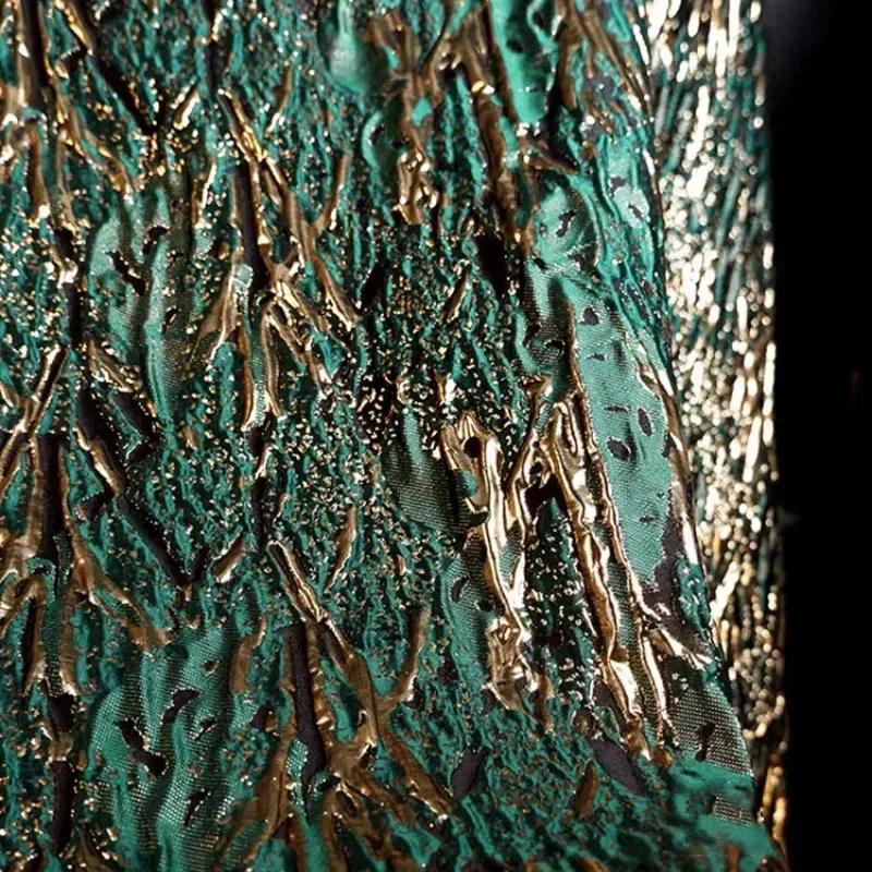100x140 см креативный ретро-прожилки волнообразный позолоченный цветочный трехмерный флэш-тяжелая текстура силуэт дизайн одежды ткань
