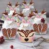 24set with Cupcake Antlers Topper Christmas Elk Cupcake Wrapper Cupcake Decorating Tool  Baby Shower