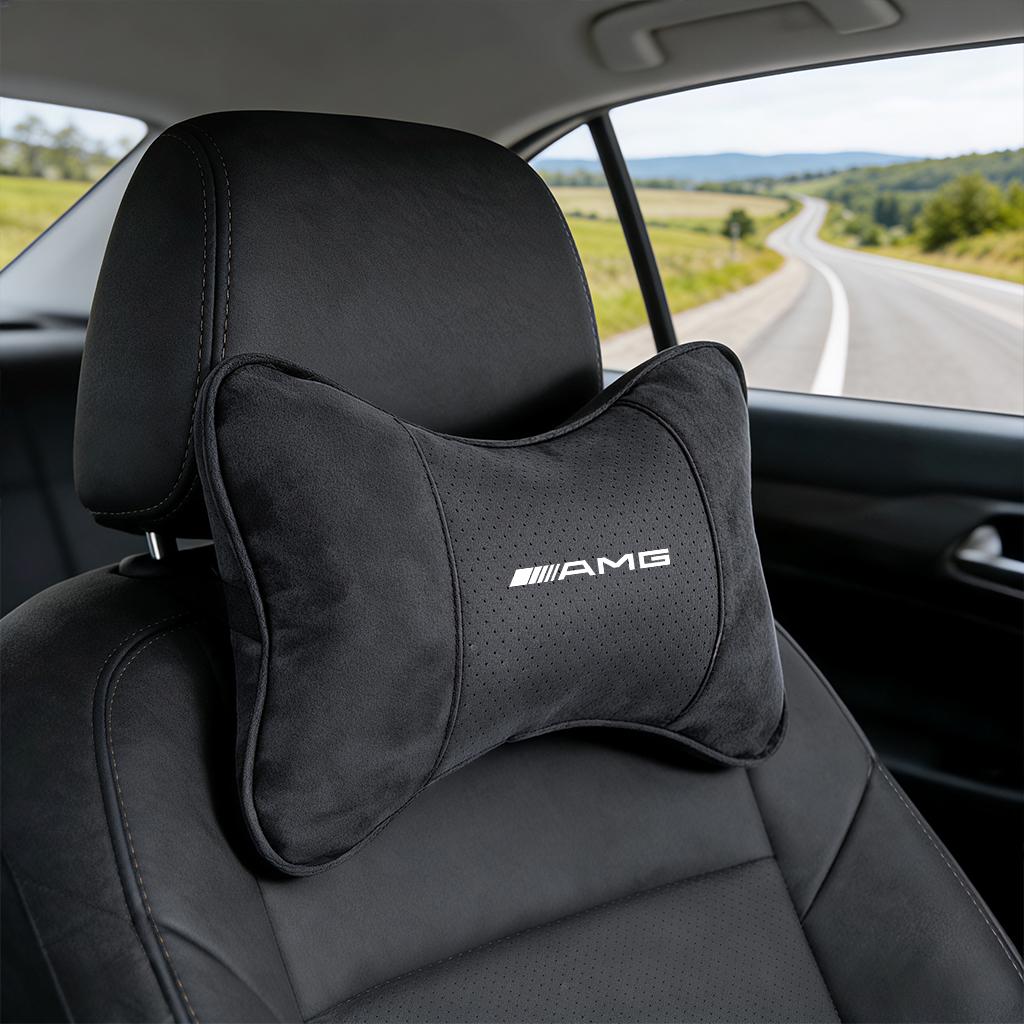 Suede Headrest Car Breathable Memory Foam Neck Pillow For Mercedes Benz AMG GLC W203 W206 W220 W205 W211 W212 W201 W210 W108 CLA PE3
