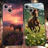 Роскошный мягкий чехол из ТПУ для iPhone 16 11 15 14 Pro MAX 12 13 7 8 Plus X XR XS SE 2022 Черный чехол Лошадь Животное
