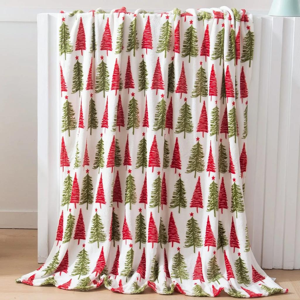 Рождественский лось, узор снежинок, красное фланелевое покрывало, теплое, многофункциональное, декоративное одеяло, универсальные зимние одеяла