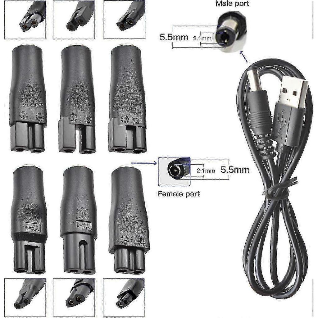 Replacement Power Cords 5V USB Adapters for Electric Hair Clippers Beard Trimmers Shavers Beauty Tools and Desk Lamps hwyNO.367