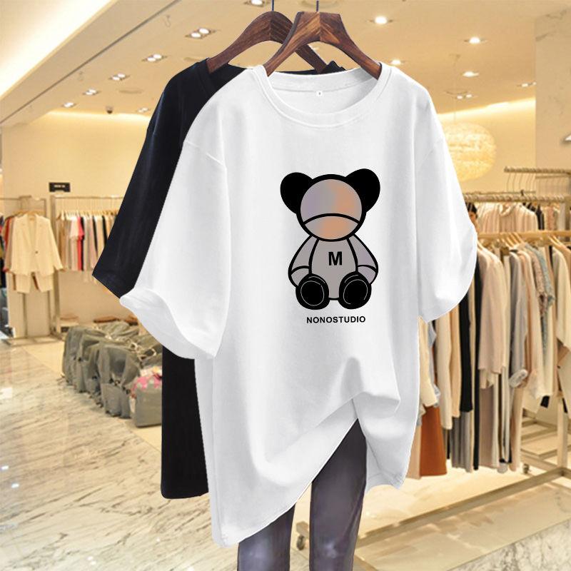 Summer Cartoon Printed O-neck Vintage Short Sleeve Top Tee Women Clothing 100% Cotton Loose High Street T-shirt