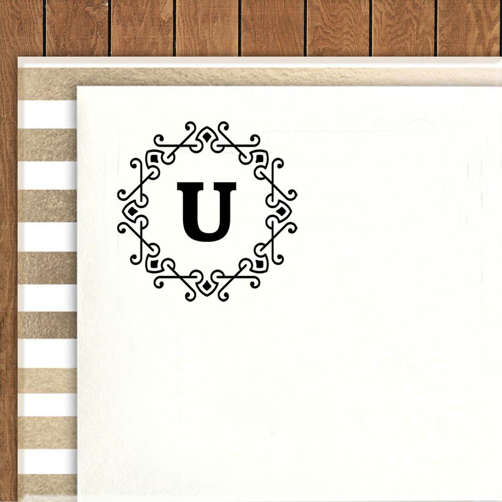 Printtoo Alphabet U Monogram Octagon Celtic Swirl Frame Self Inking Rubber Stamp Office