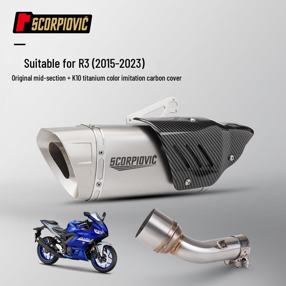 Stainless Steel Mid-Pipe & Muffler Set for 2015-2023 R3 Motorcycle