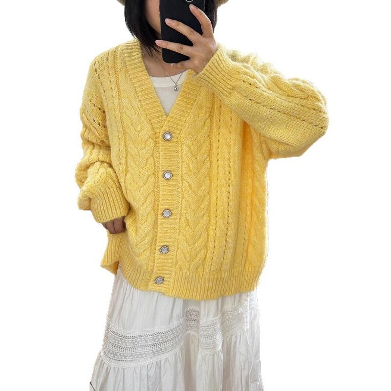 Свободный вязаный кардиган осень и зима новый нежный ветер мягкий восковой милый ленивый ветер свитер куртка женская