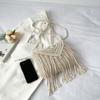 Fashion Cotton Woven Hollow Shoulder Crossbdoy Bags Female Summer Beach Bag Travel Small Tassel Handbag