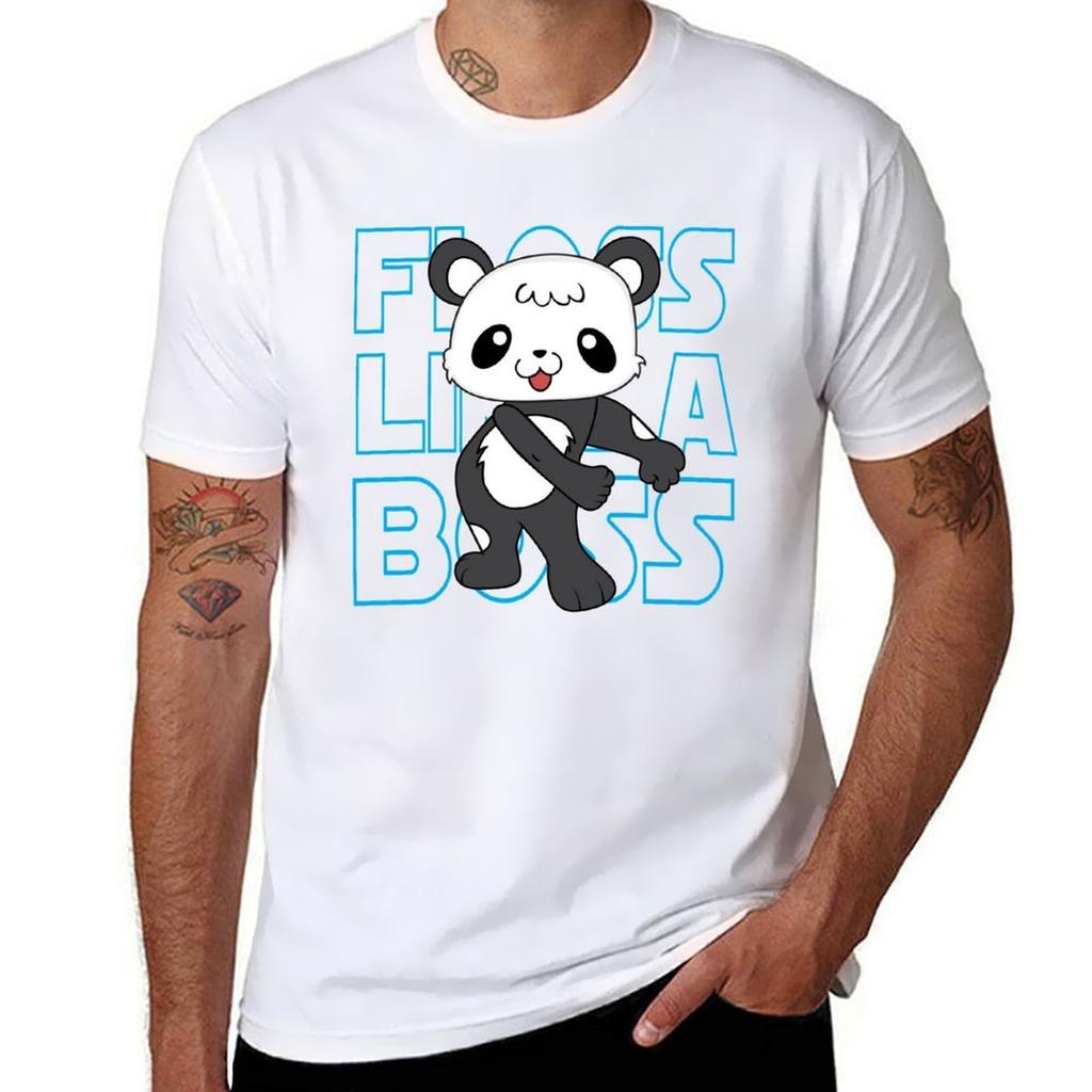 Floss Like A Boss Panda Black White Bear Flossing TShirt Casual Pattern Print Tee Shirt