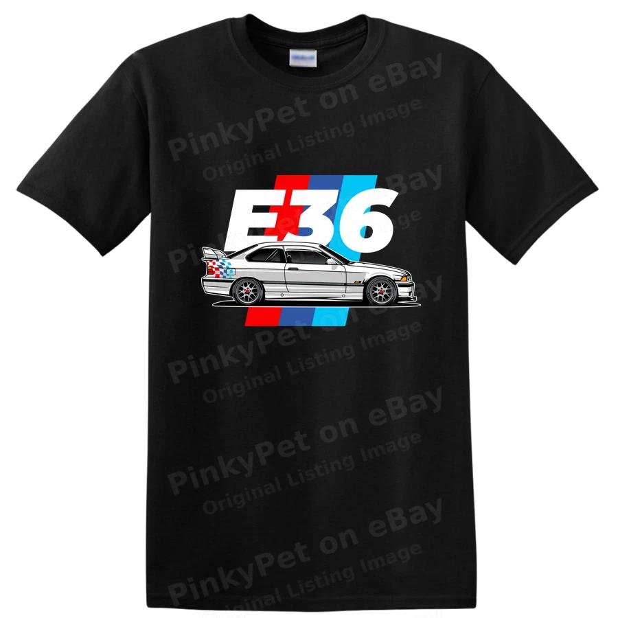 Автомобильная футболка E36 Крутая винтажная графика Автогонки Футболка для автолюбителей