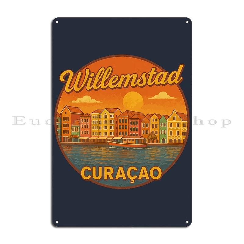 Willemstad Vibes Colorful harbor flair from Curaao island Metal Funny Kitchen Decoration Create Cinema Tin Sign Poster