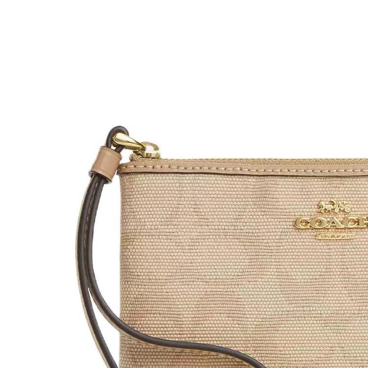 Coach 16 Аппаратный съемный ремешок на запястье Клатч из холста с покрытием и кожи Женский клатч Натуральный CAQ57-IMLG6