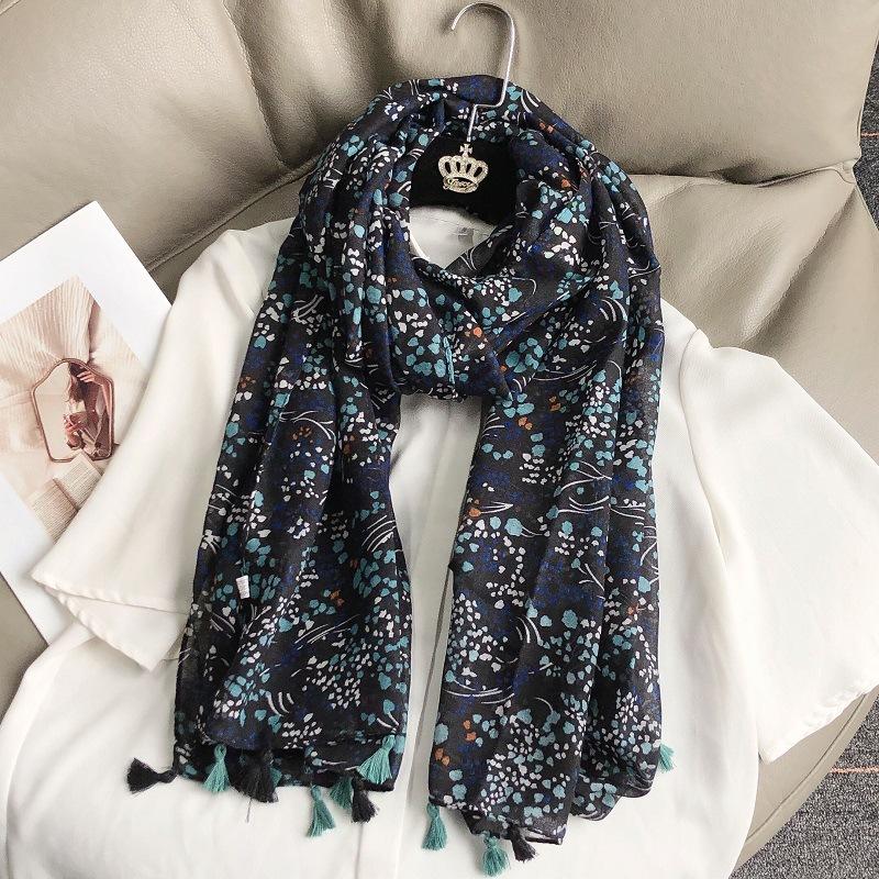 36 Designs Floral Print Voile Tassel Viscose Shawl Scarf Soft Thin Wrap Pashmina Headband Bufandas Muslim Hijab Sjaal 180*90Cm