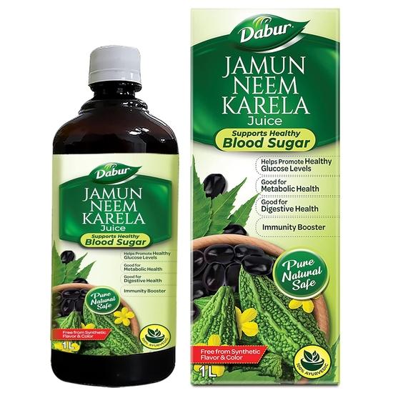 Dabur Jamun Neem Karela Juice - 1L | Helps Control Blood Sugar Level & Reduces Bad Cholesterol | Good for Metabolic | Ayurvedic Health Juice
