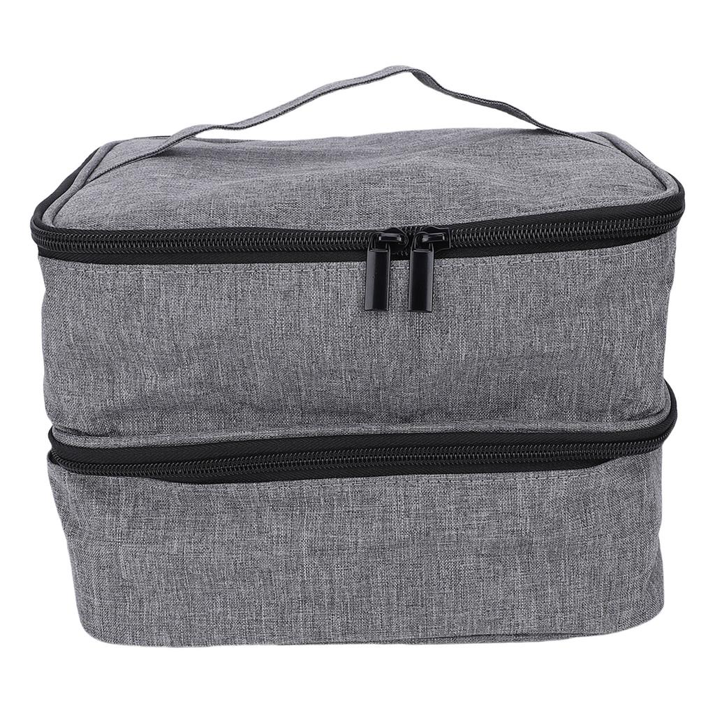 Nail Polish Bag Holds 30 Bottles Double Layer Gel Nail Polish Kit Case Nail Lamp Holder for Manicure Tools Gray