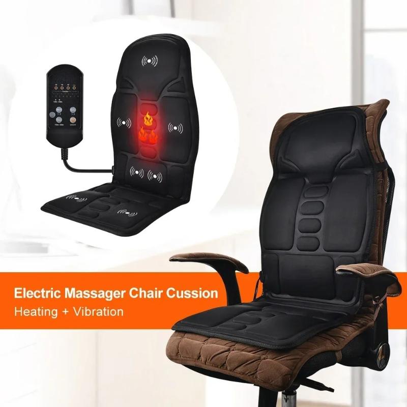 Multi functional portable car massage pad for neck and waist car use vibration heating seat cushion back cushion home massager