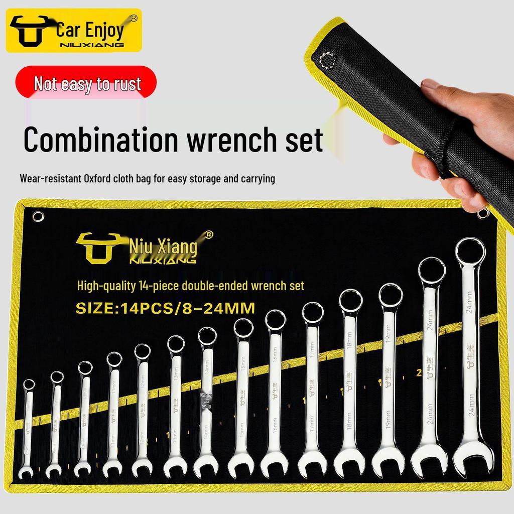 Набор рожковых ключей с двумя головками, 10 штук - Хром-ванадиевая сталь для авторемонта