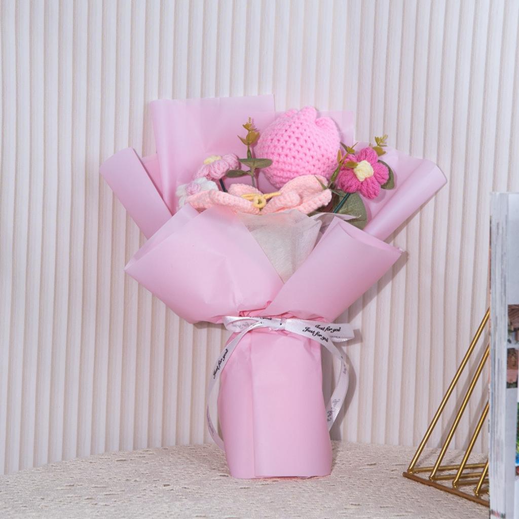 Hand-Knitted Tulip & Lily Bouquet - Everlasting Blooming Floral Arrangement for Heartfelt Gifting Lovely Permanent Floral Arrangement for Home Decor