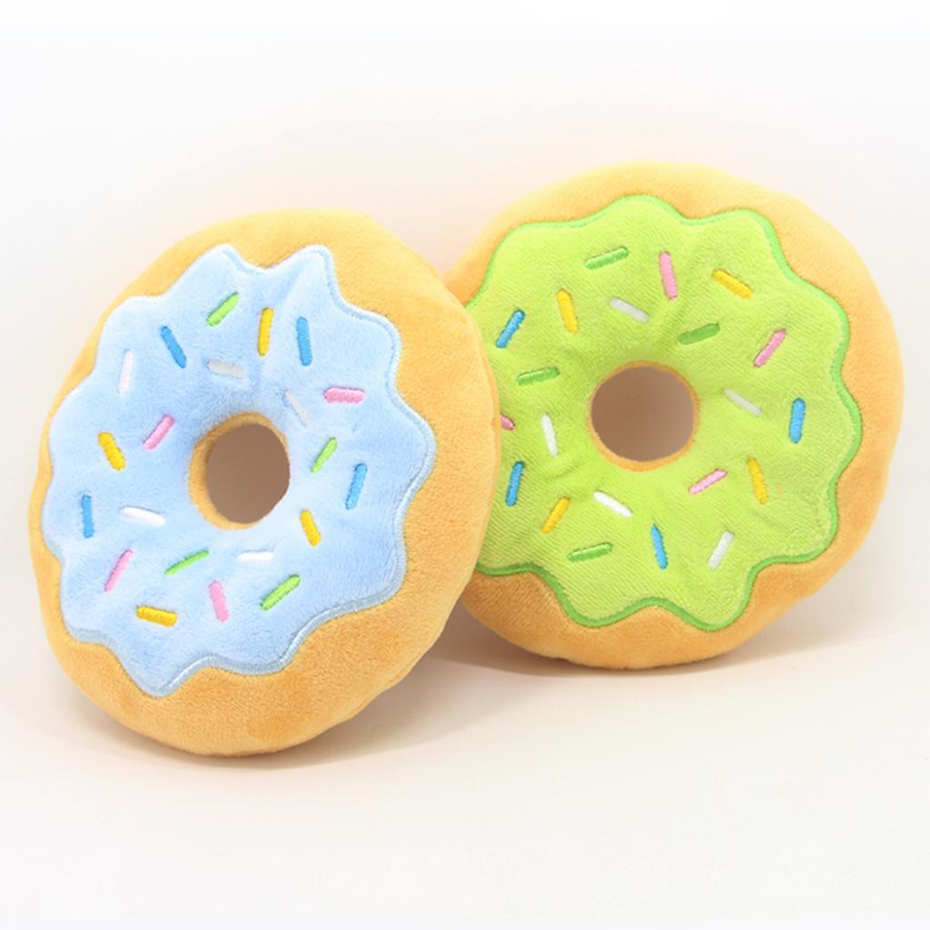 Dog Toys Donut Plush Soundmaking Cute Toy Pets Dog Squeaky Sound Funny Interactive Bite-Resistant Chew Biting Teeth Grinding