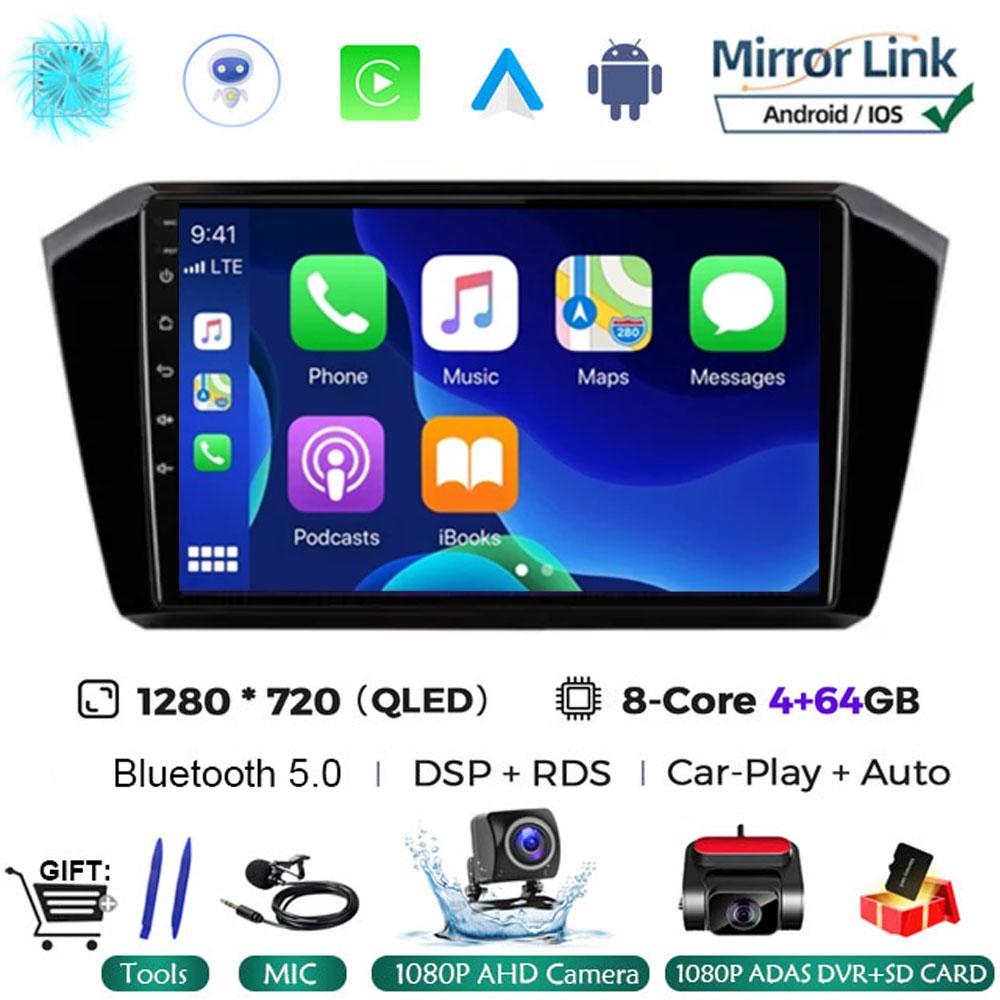 10,1 дюймовая автомагнитола Android 14 для VW Volkswagen passat B8 2015 - 2020Беспроводной Carplay Auto Мультимедиа ADAS AHD RDS Видео DSP