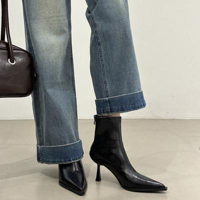 Остроносые короткие ботинки женские 2025 осень и зима новые женские ботинки ботинки Мартин на высоком каблуке короткие ботинки рыцарские ботинки тонкие ботинки