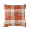 Orange Red Plushie Pillow Covers Plaid Pattern Cushion Cover Stylish Boucle Pillowcase  Fall Season