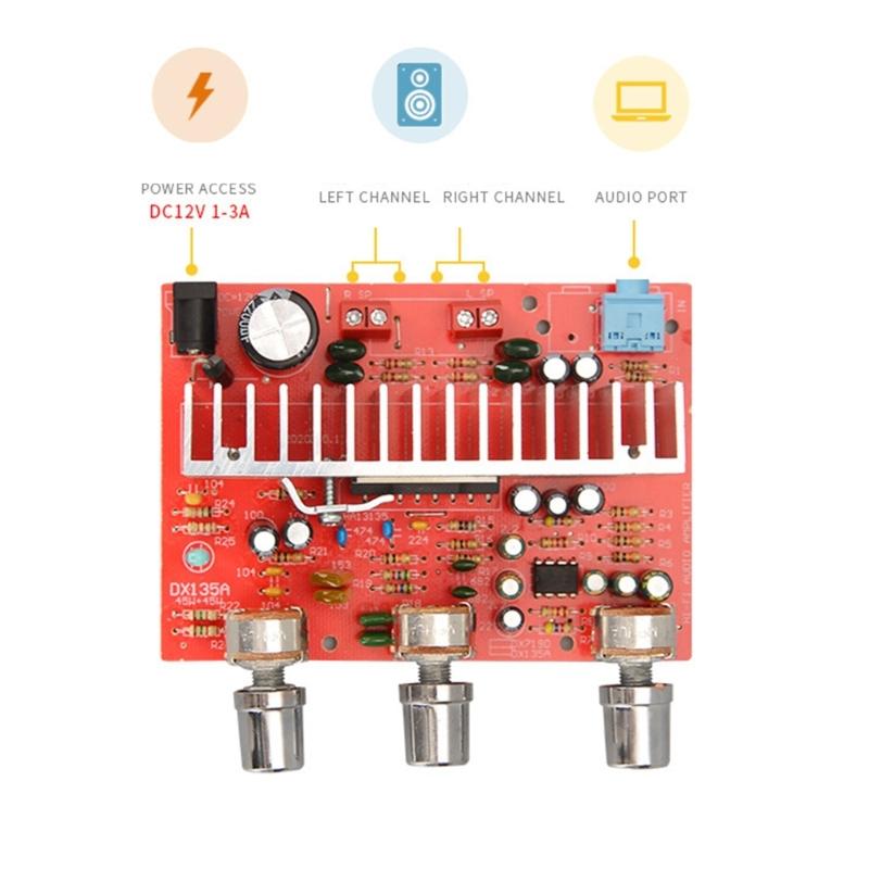 DC12v Автомобильный DIY Стерео Двухканальный Плата Усилителя с Посеребренными Ручками 50Втx2 Высокая Мощность и Усовершенствованный Чип 13135