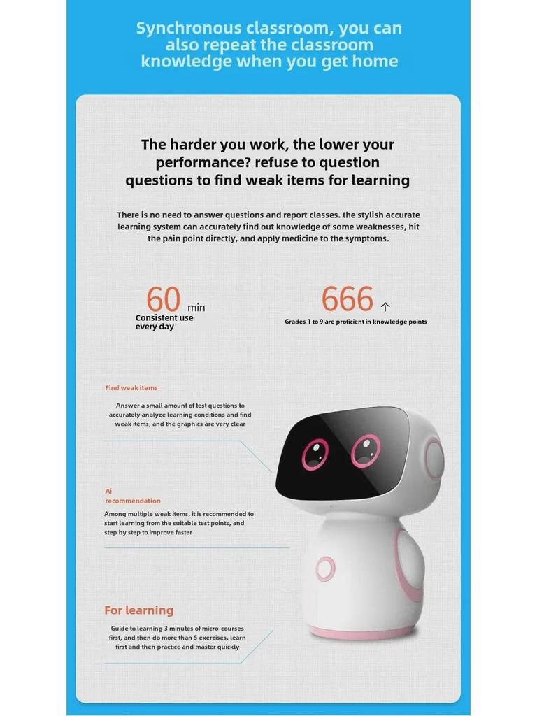 Детский робот с искусственным интеллектом для раннего образования и многофункциональным дисплеем для удаленного мониторинга