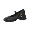 Spring  Autumn Fashion Retro Thick Heel Leather Buckle Women Mary Jane Shoes Designer New Soft Sole Casual Ladies High Heels