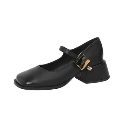 Весна Осень Модные Ретро Толстый Каблук Кожаные Пряжки Женские Туфли Мэри Джейн Новые Дизайнерские Мягкие Подошвы Повседневные Женские Туфли На Высоком Каблуке