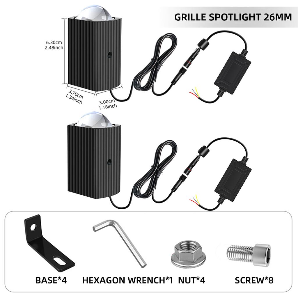 2PC 10V-80V Grile LED Light Dual Beam Car Front Headlight Motorcycle ATV Offroad 4x4 Projector Lens Car Fog Offroad with Fun