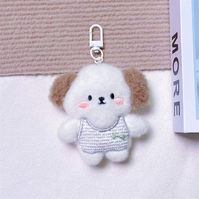Брелок-подвеска в виде плюшевого мультяшного щенка с пищащим звуком, костью, креативной брошью и аксессуарами для волос
