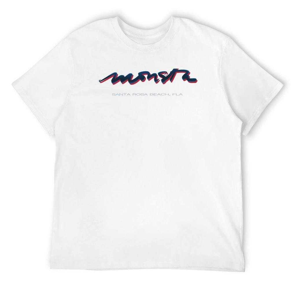 Красно-синяя футболка MonstaFlorida для мальчиков, белая, оверсайз, однотонная, с графическим принтом, винтажная мужская одежда