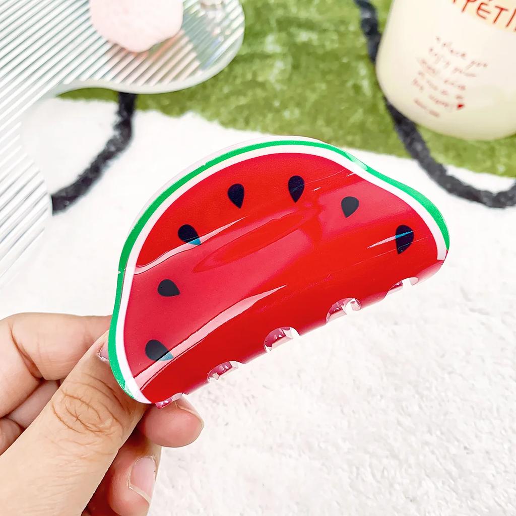 Creative Fruit Shape Hair Claw Clips Beautiful Acrylic Cartoon Fruits Hair Clips Woman Hair Accessories