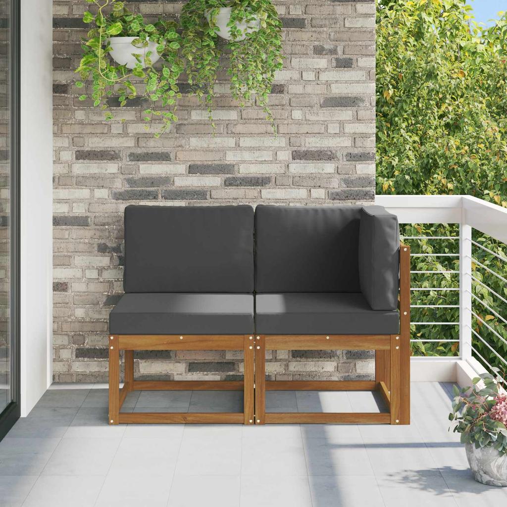Outdoor Center and Corner Sofa Set 2 Pieces Natural and Anthracite