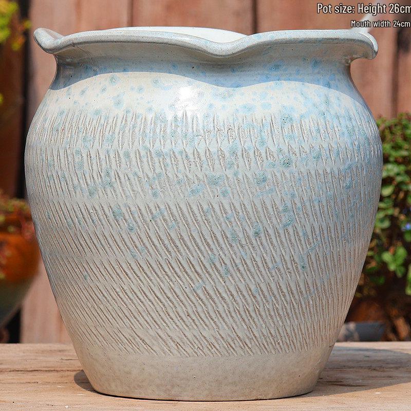 Large Retro Handmade Ceramic Flower Pot for Bougainvillea and Bird of Paradise